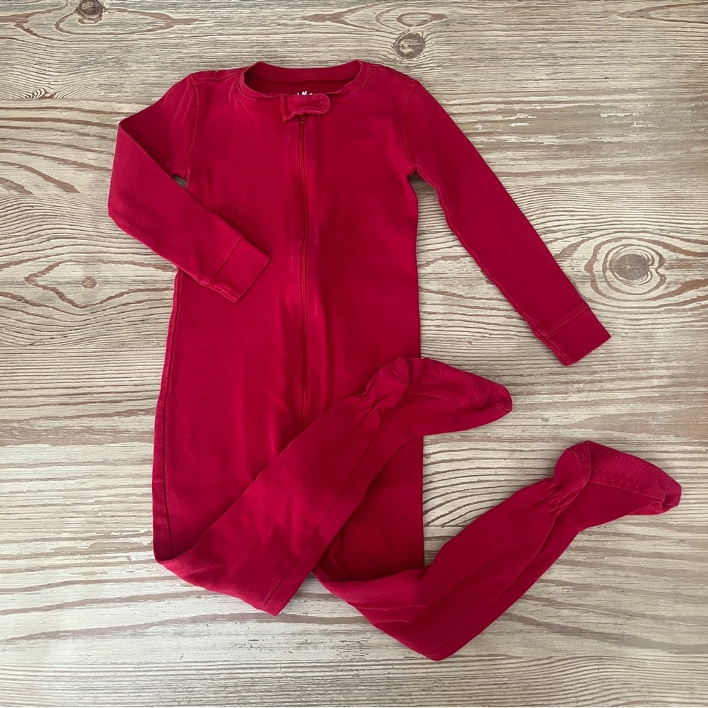Primary Red Organic Cotton Zip-Up Footed Sleeper